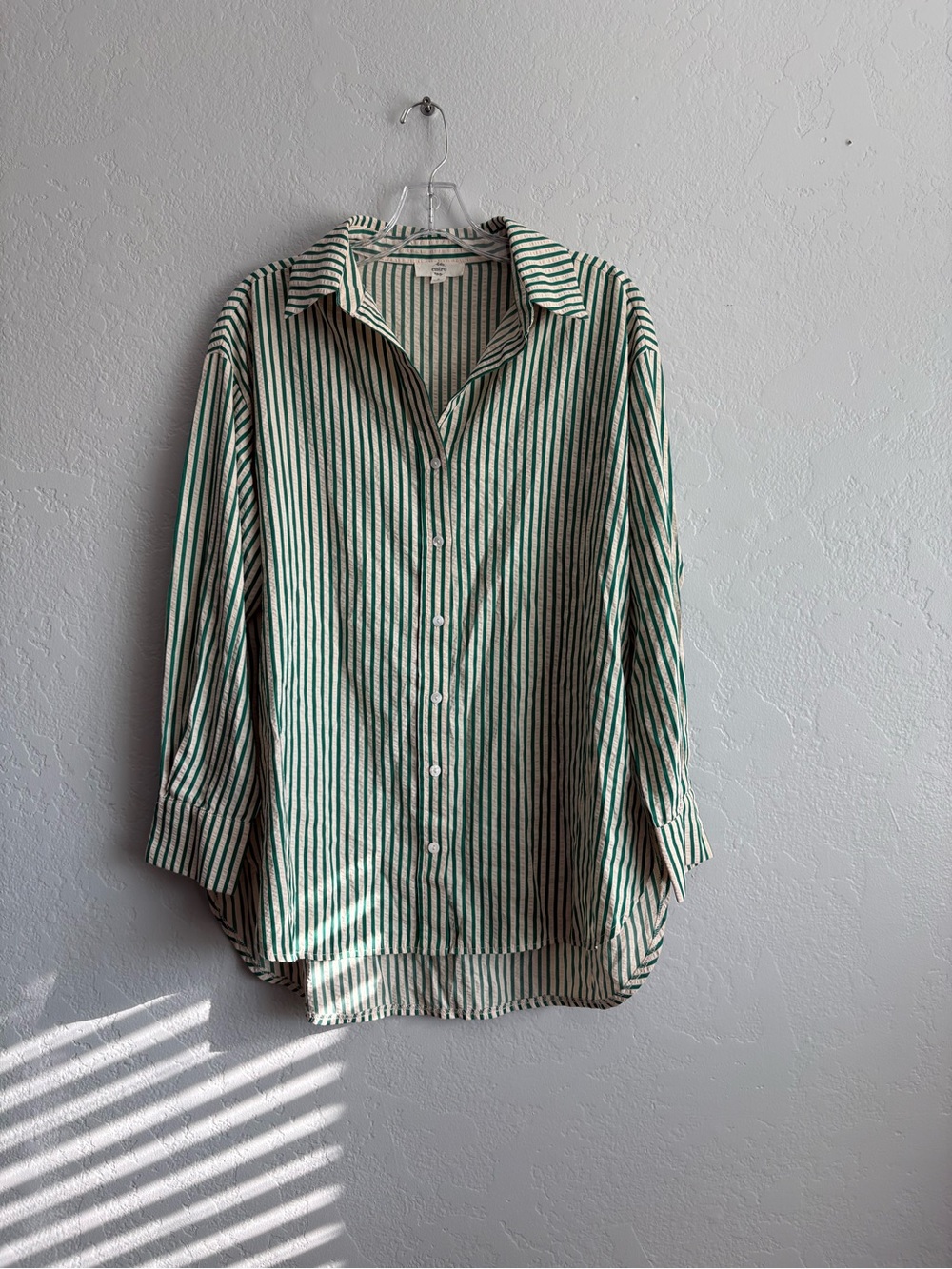 ❤️NEW entro Classic Striped Button-Up Shirt - Green & White